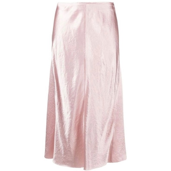 Vince raw edge light pink shiny slip skirt - Picture 1 of 7